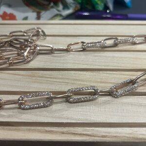 Elegant Rose Gold & Crystal Link Necklace